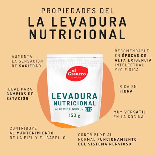 El Granero Integral - Levadura Nutricional - 150 g - Alto Contenido en Vitamina B12 - Contribuye al Metabolismo Energético Normal - Excelente Fuente de Proteínas - Apto para Consumo Vegano