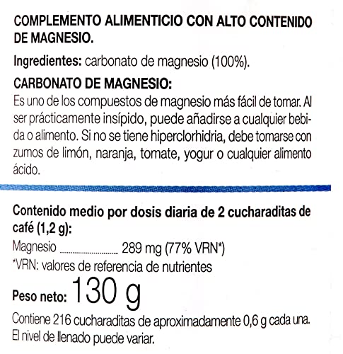 Ana Maria Lajusticia - Carbonato de magnesio – 130 gr. Disminuye el cansancio y la fatiga, mejora el funcionamiento del sistema nervioso. Apto para veganos.