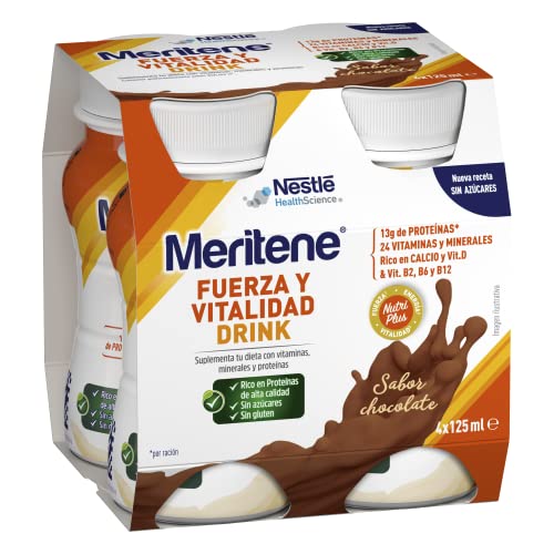 Meritene Fuerza y Vitalidad – Suplemento Alimenticio Formato Listo para Tomar – Batido de Proteínas Vitaminas y Minerales – Chocolate – Suplemento Nutricional y Refuerzo del Sistema Inmunitario