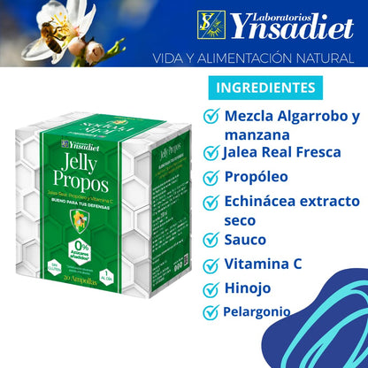 JELLY PROPOS Jalea Real con Propóleo, Echinácea, Saúco, Pelargonio y Vitamina C (20 ampollas)