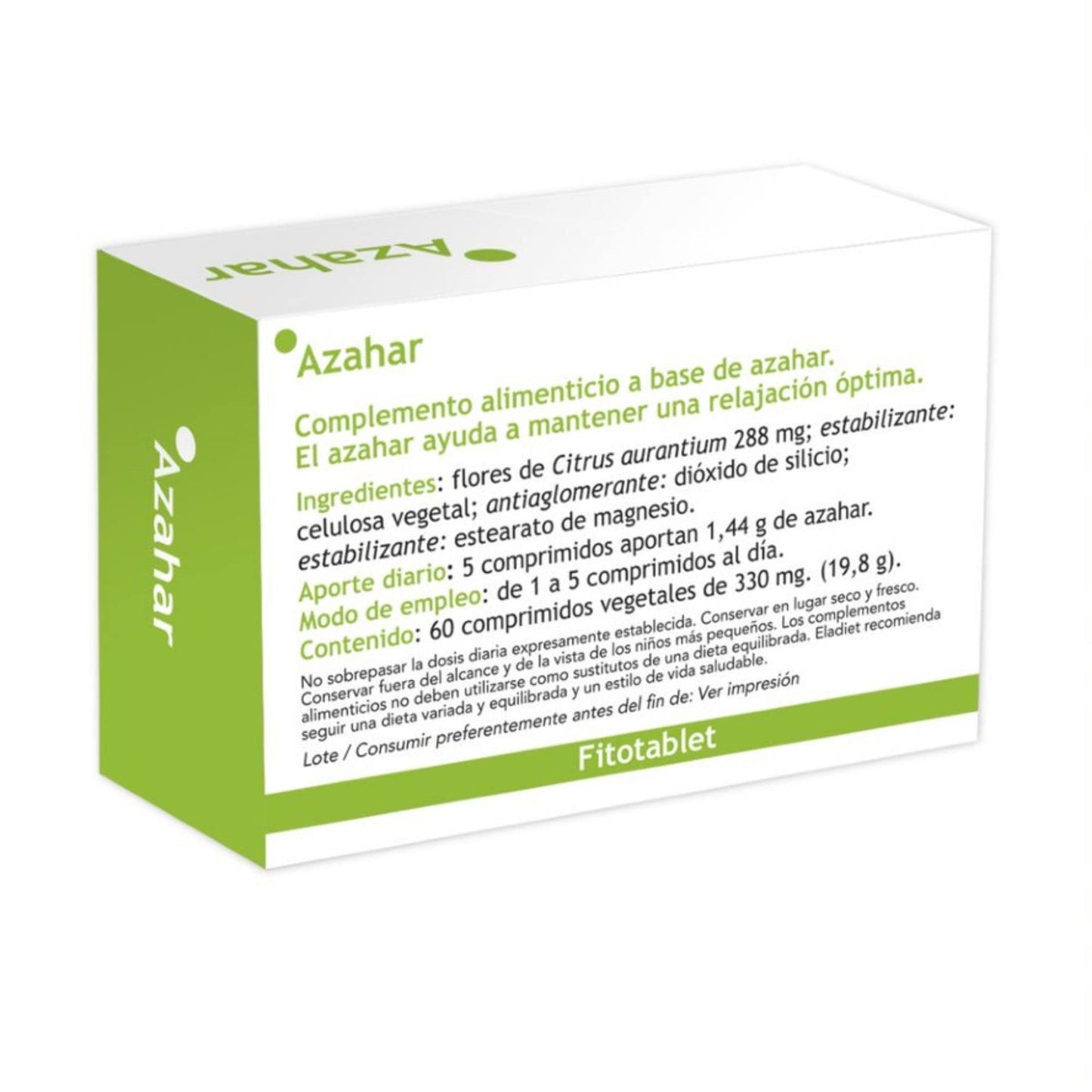 Complemento Alimenticio de Flores de Azahar - 60 Comprimidos - Ayuda a Relajarse y Descansar - Ideal para Combatir el Estrés y las Molestias - Eladiet