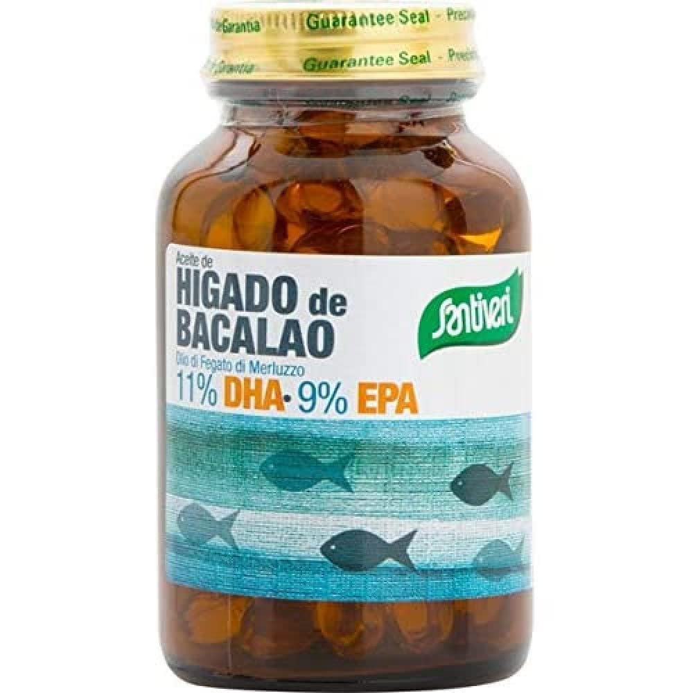 Santiveri - Bacalao Hígado Aceite Alimento Suplemento 500mg Perlas - 120 Perlas