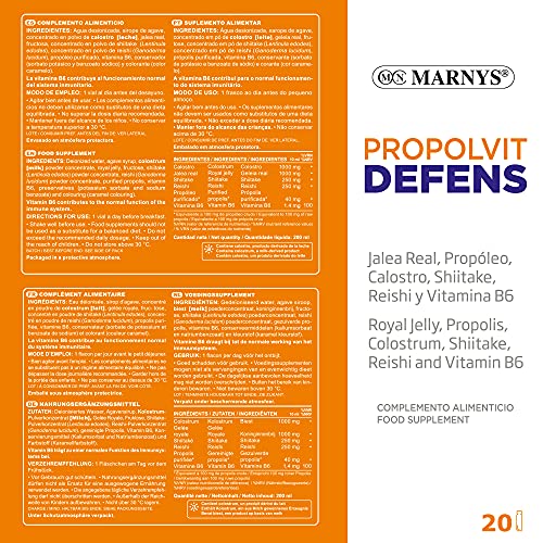 MARNYS Propolvit Defens Defensas con Jalea Real, Propóleo, Calostro y Vitaminas 20 Viales