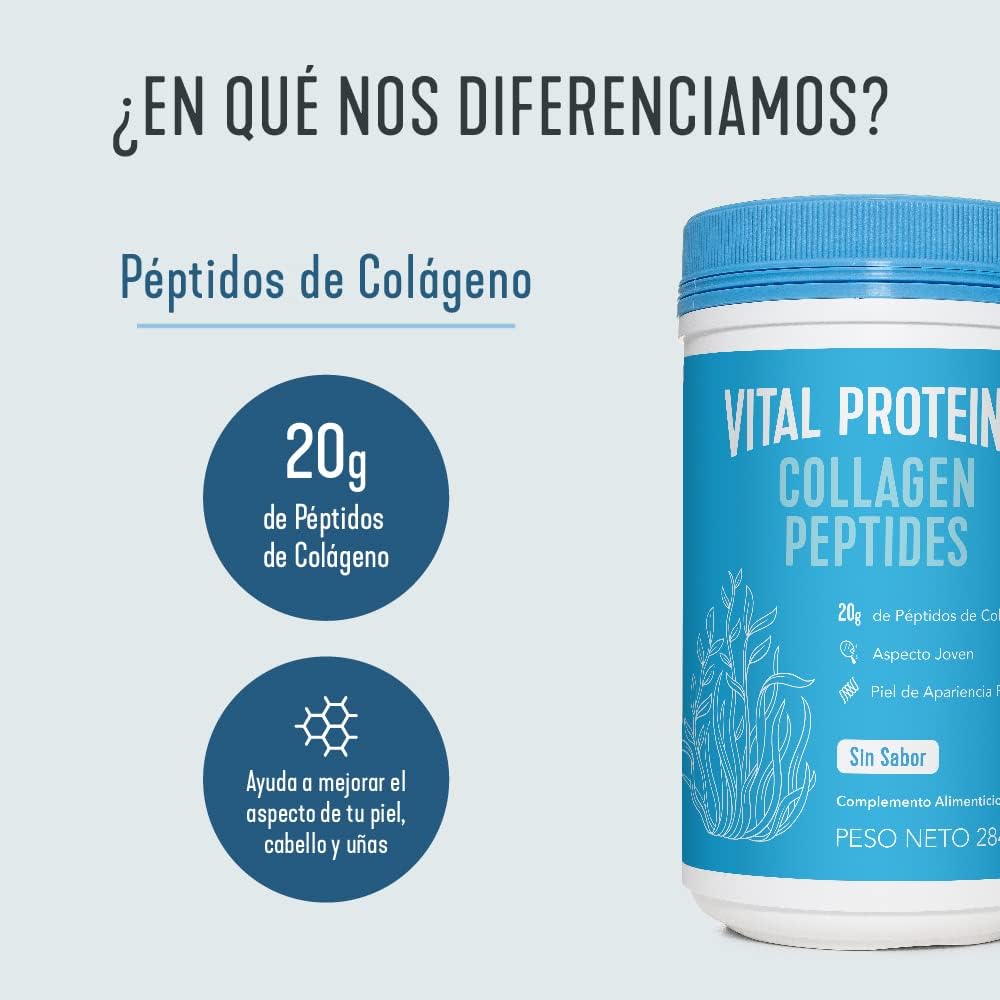 Vital Proteins Colageno en Polvo, Collagen Peptides Criados en Pastos, Colágeno Hidrolizado sin Sabor Ideal para Dietas Paleo, Cetogénica, Whole30, 284g