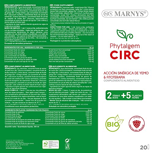 Marnys Phytalgem Circ, Formulado para El Apoyo A la Circulación En Piernas Cansadas, Viales 20 X 10 Ml 360 g