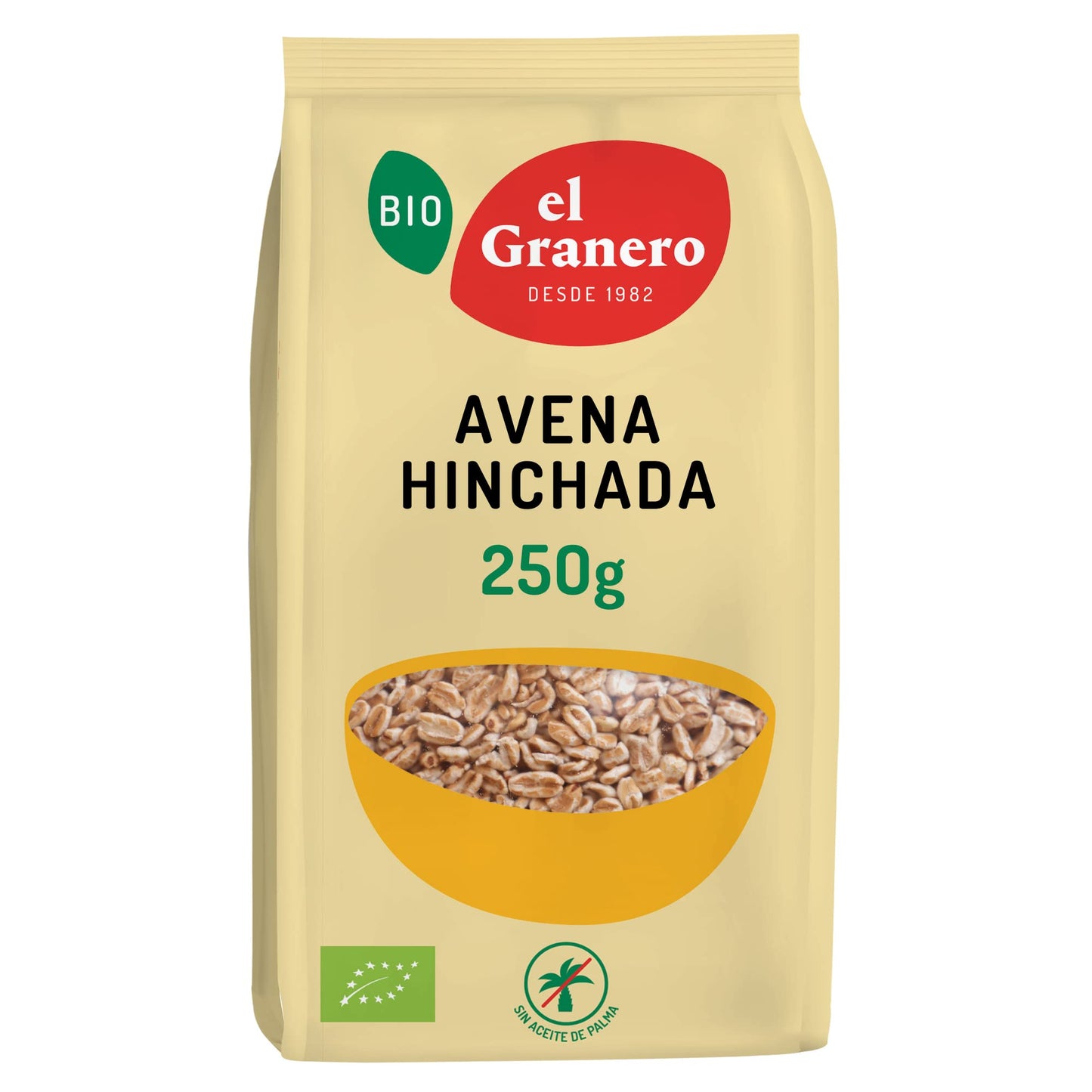 El Granero Integral - Avena Hinchada - 250 g - Rico en Vitaminas, Minerales y Fibra - Efecto Saciante - Propiedades Prebióticas - Ideal para Desayunos - Apta para Veganos