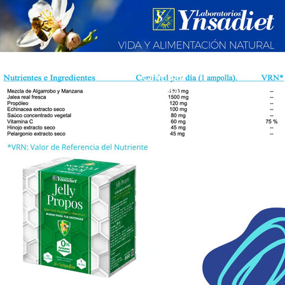 JELLY PROPOS Jalea Real con Propóleo, Echinácea, Saúco, Pelargonio y Vitamina C (20 ampollas)