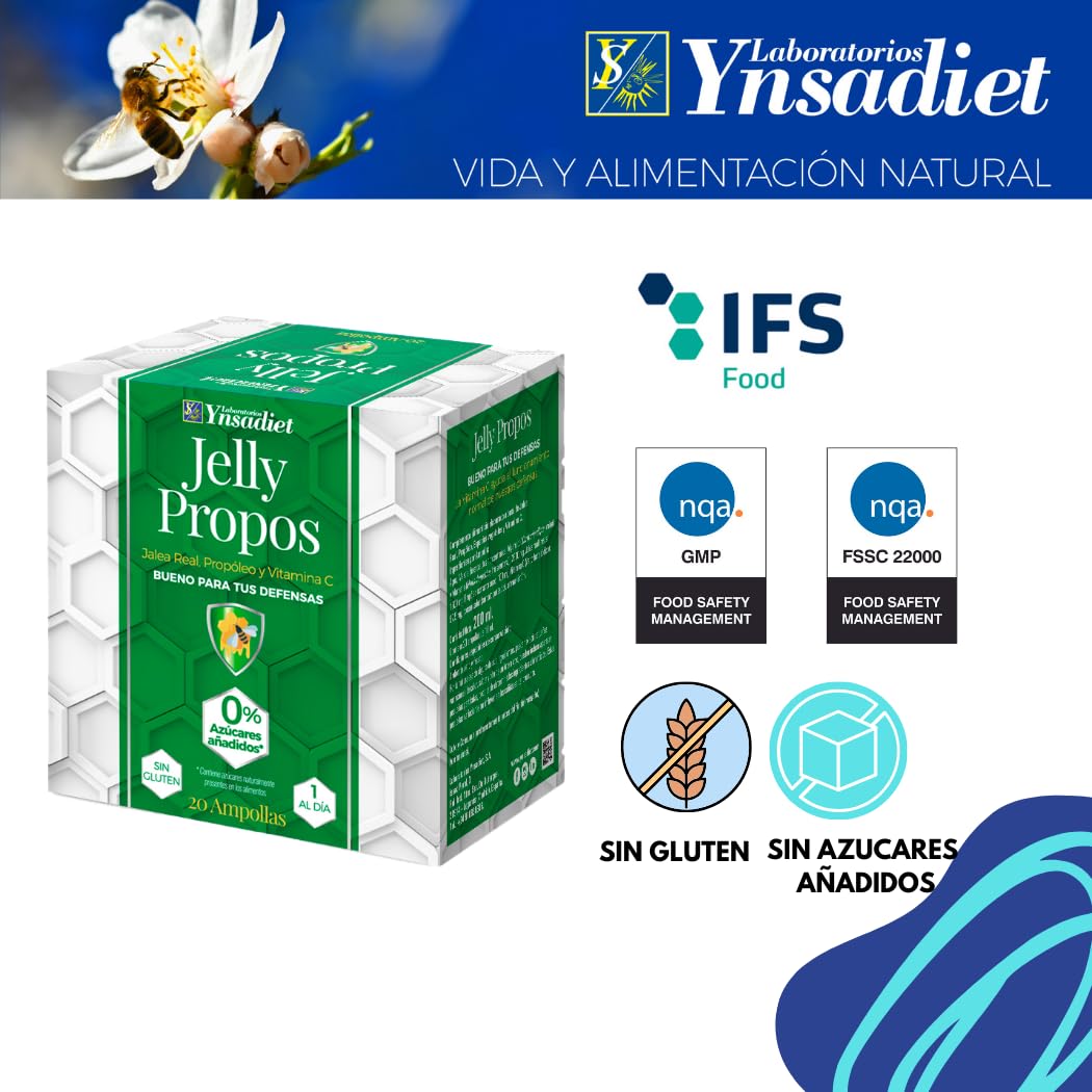 JELLY PROPOS Jalea Real con Propóleo, Echinácea, Saúco, Pelargonio y Vitamina C (20 ampollas)