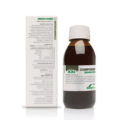 Soria Natural Composor 22 Jaquesan Complex – Con Extractos de Tila, Melisa, Manzanilla Amarga, Tanaceto, Sauce y Zinc y Cobre – Ayuda a Aliviar Dolores de Cabeza - Acción Analgésica - 100ml