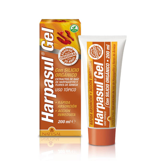 HARPASUL® GEL 200 ml | Gel Activo con Efecto Frío - Calor | Masaje Corporal | Cuello, Hombros, Espalda, Piernas | Con extractos de Harpagofito y Árnica | Gel Defatigante | Natysal