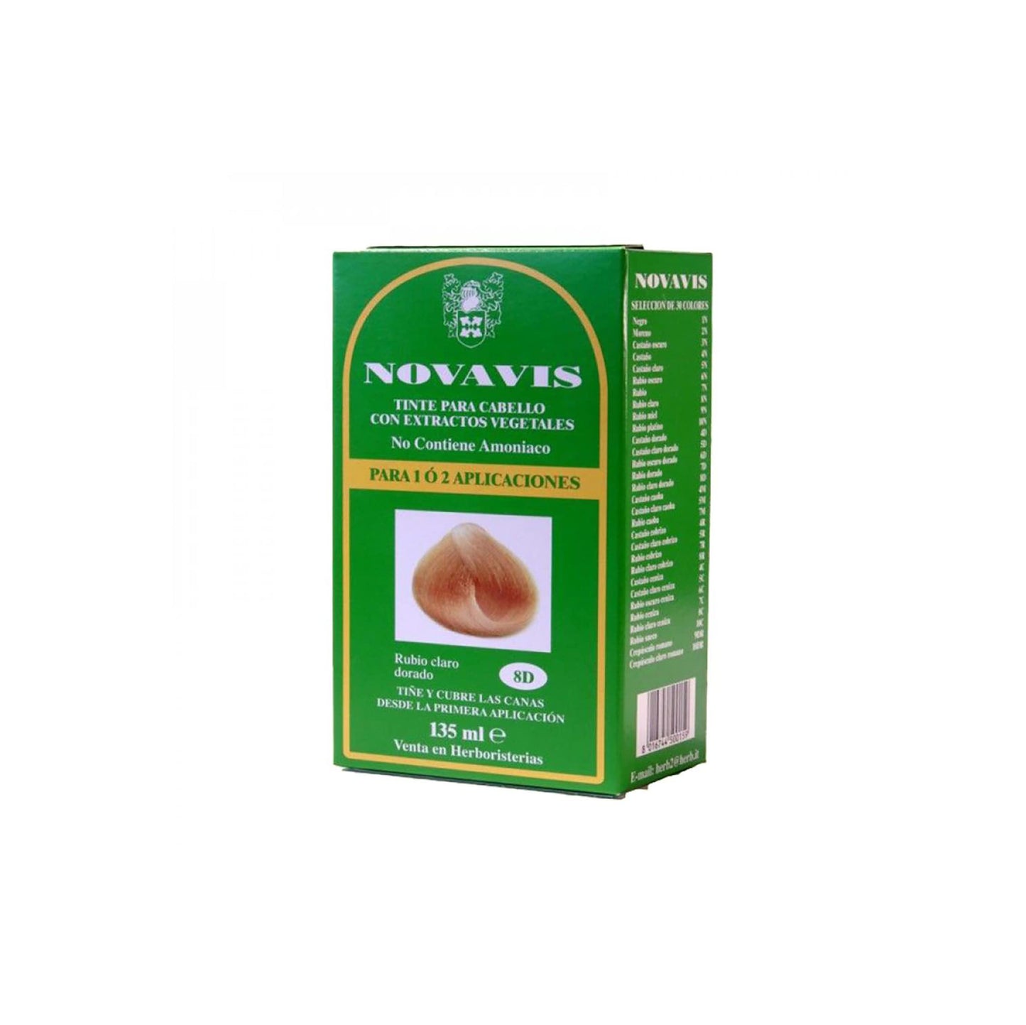 Tinte Vegetal 8D Novavis Rubio Claro Dorado 135 ml