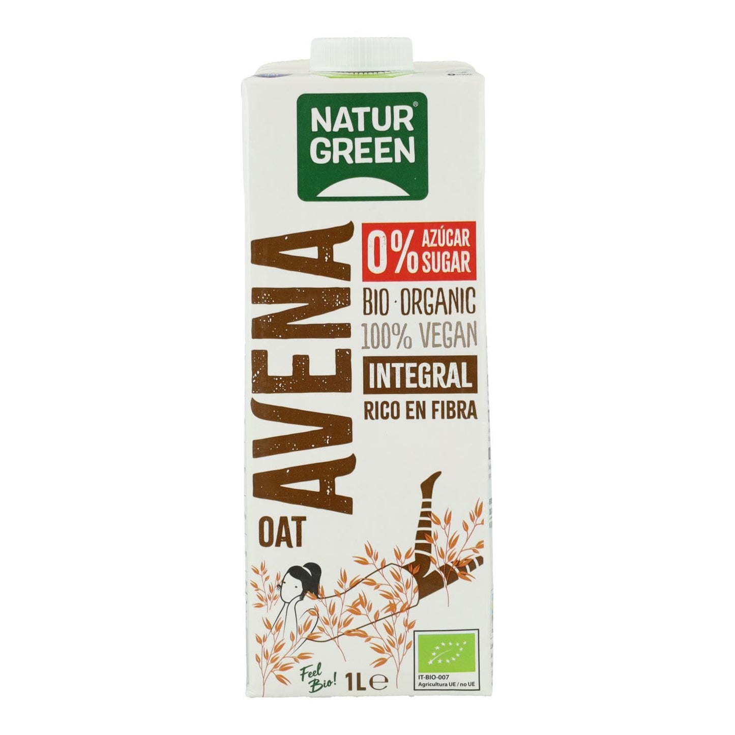 Bebida de avena integral 0% Azucar Bio 6x1L NaturGreen