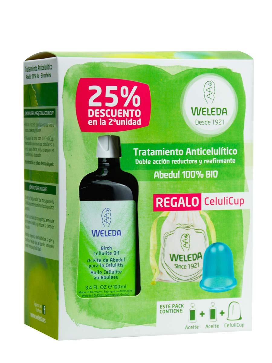 Weleda - Pack Tratamiento Anticelulítico - Doble pack aceite anticelulítico abedul + Celuli Cup