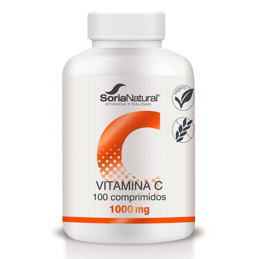 Soria Natural Vitamina C - MÁXIMA ABSORCIÓN - Antioxidante natural, Ayuda al Sistema Inmunitario y a la Salud de la Piel - Liberación Sostenida para mejor asimilación - 100 comprimidos