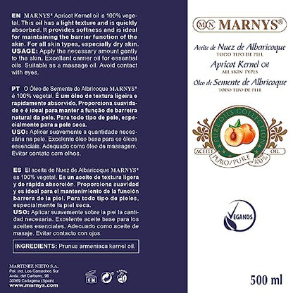 MARNYS Aceite de Nuez de Albaricoque 100% Vegetal Dosificador 500ml