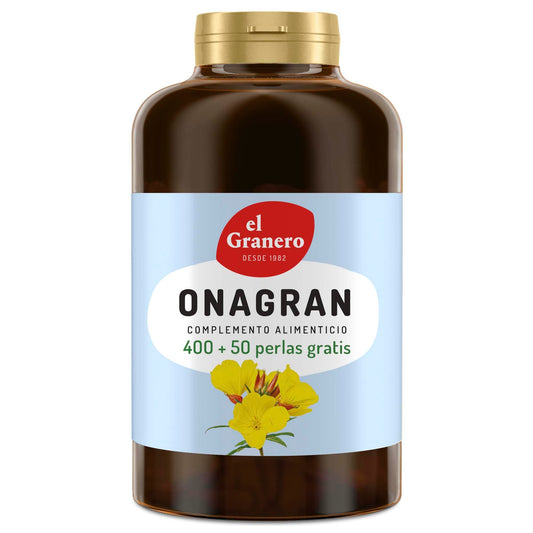 El Granero Integral - Onagran - 450 Perlas - Elaborado a Base de Aceite de Semillas de Onagra y Vitamina E - Ayuda a la Salud de la Piel y a la Correcta Circulación