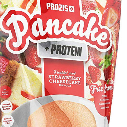 Prozis Pancake + Protein: Tortitas de avena con proteína, Tarta de queso con fresas - 900 g