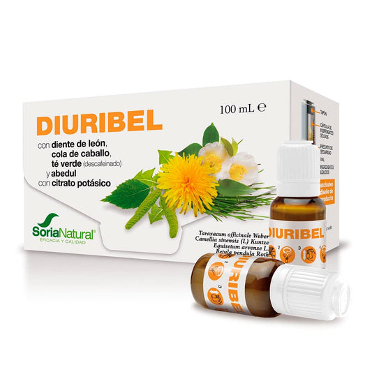 Soria Natural Diuribel Detox - Diurético para Eliminar Líquidos Retenidos y Depurar el Organismo - Diente de León, Cola de Caballo, Abedul - 10 Viales