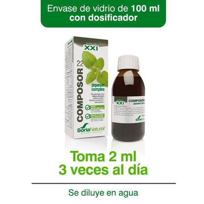 Soria Natural Composor 22 Jaquesan Complex – Con Extractos de Tila, Melisa, Manzanilla Amarga, Tanaceto, Sauce y Zinc y Cobre – Ayuda a Aliviar Dolores de Cabeza - Acción Analgésica - 100ml