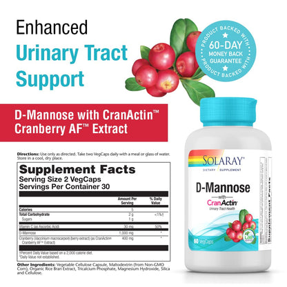 Solaray D-Mannose and Crancatin Capsule - Pack of 60