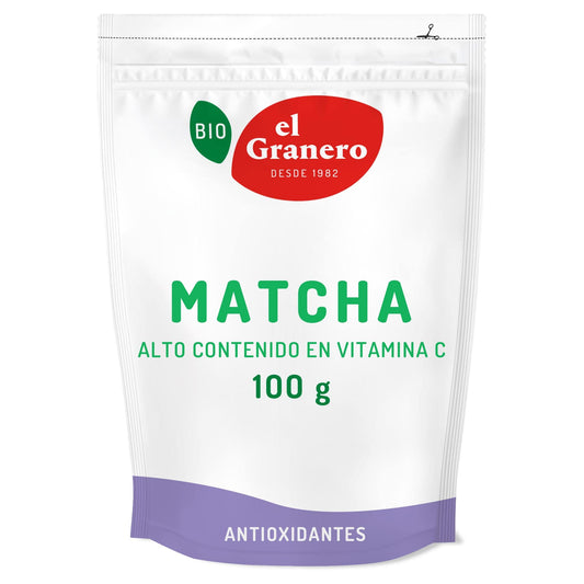 El Granero Integral - Matcha Ecológica - 100 g - Apto para Veganos - Regulador Hormonas - Fuente de Vitamina C y Magnesio - Propiedades Antioxidantes - Ideal para Preparar un Delicioso Té Matcha