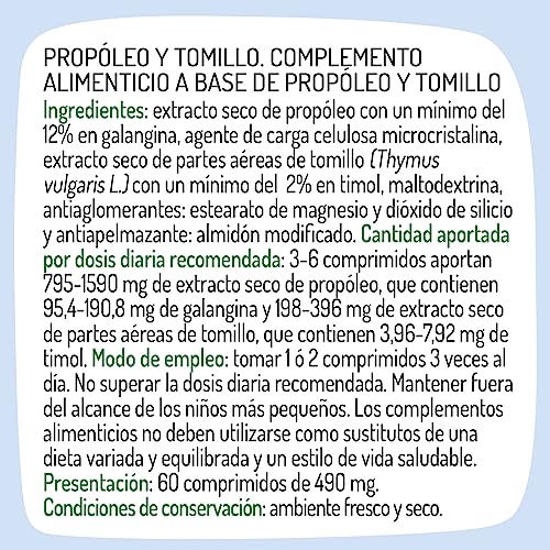 El Granero Integral - Propóleo con Tomillo - 60 Cápsulas - Elaborado con Extractos Secos de Propóleo y Tomillo - Alto Contenido en Vitaminas - Ayuda a Reforzar el Sistema Inmune