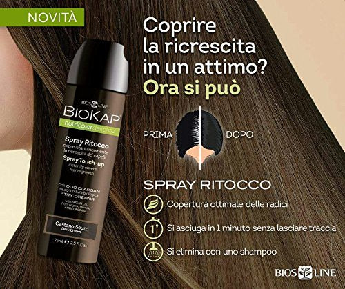 Bios Line BIOKAP – Nutricolor zartes Ritocco Spray Dunkelbraun 2 Packungen à 75 ml als Ersatz für einen neu gesäten Attimo