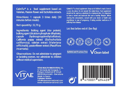 Vitae Calm Tu Complemento Alimenticio - 60 Tabletas, color Azul, 60 unidad, 1