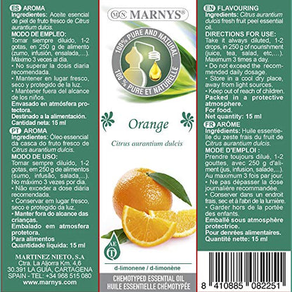 MARNYS 100 % reines chemotypisiertes ätherisches Orangenöl 15 ml