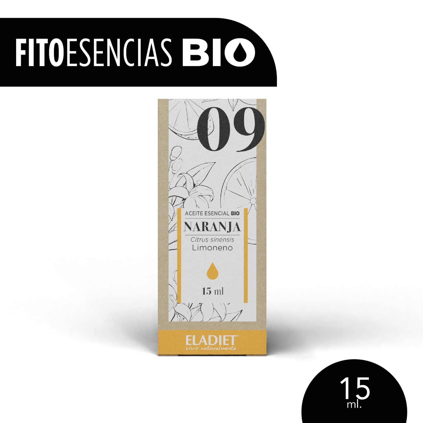 Aceite Esencial de Naranja Bio - 15 ml - Propiedades Antioxidantes - Efecto Gastroprotector - Contribuye a Mejorar las Digestiones - Ideal para Masajes - Ayuda a Reducir el Estrés - Eladiet