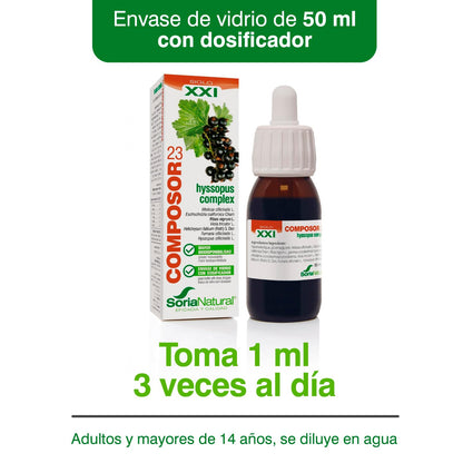 Soria Natural Composor 23 Hyssopus Complex – Con Melisa, Amapola de California, Grosellero Negro, Pensamiento, Helicriso, Fumaria e Hisopo – Acción Antialérgica y Antihistamínica - 50ml