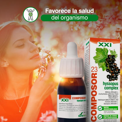 Soria Natural Composor 23 Hyssopus Complex – Con Melisa, Amapola de California, Grosellero Negro, Pensamiento, Helicriso, Fumaria e Hisopo – Acción Antialérgica y Antihistamínica - 50ml