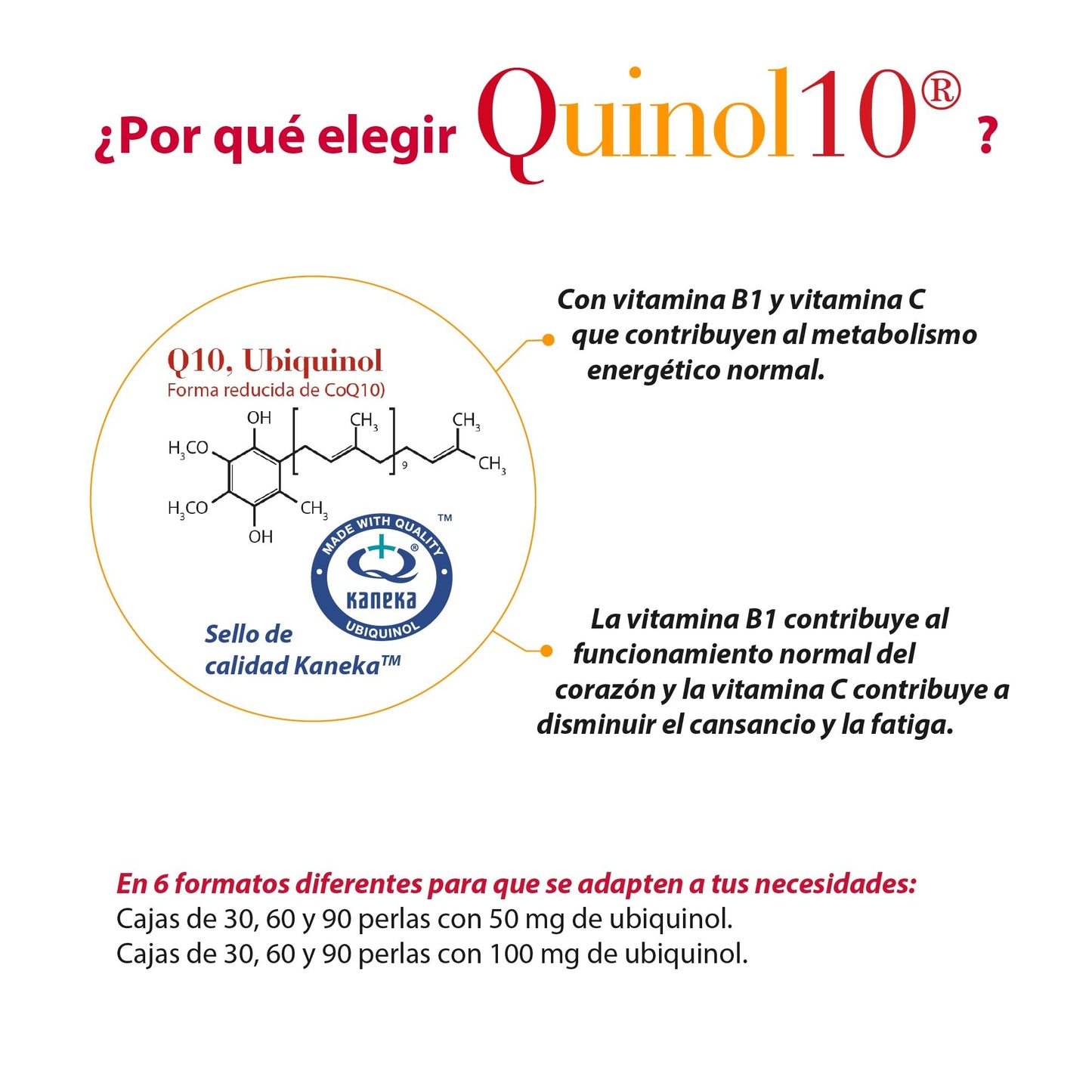 100% natural Quinol10 Vitamina B1 - 60 Cápsulas