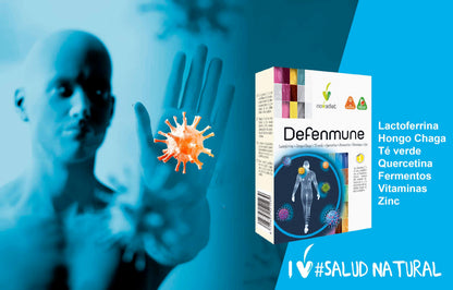 Novadiet - DEFENMUNE Cápsulas con Lactoferrina, Hongo Chaga, Té Verde, Quercetina, Fermentos, Vitaminas y Zinc - Refuerzo Inmunológico - Protección Celular y Organismo - 30 Cápsulas Vegetales