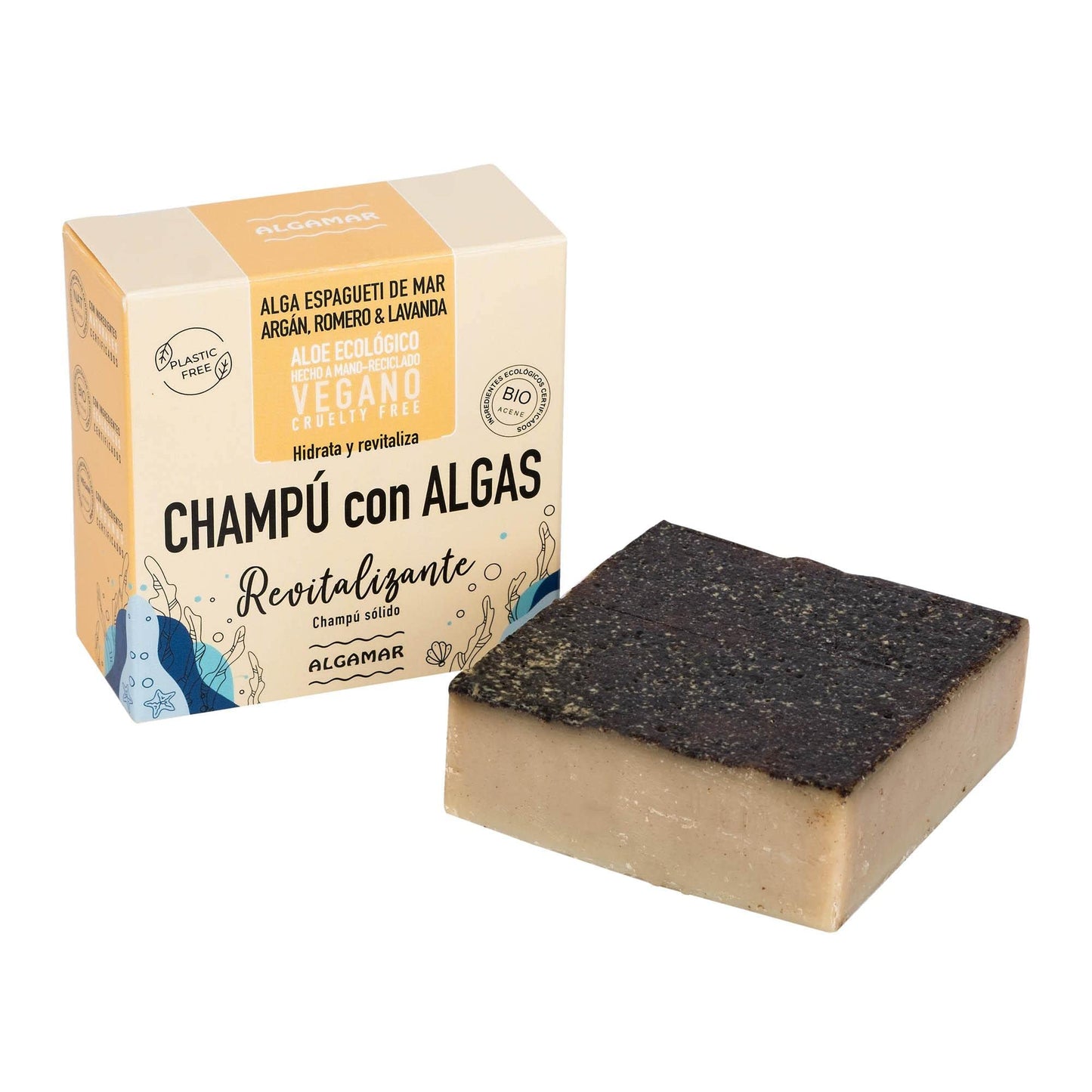 Champú REVITALIZANTE con algas en pastilla 100 g