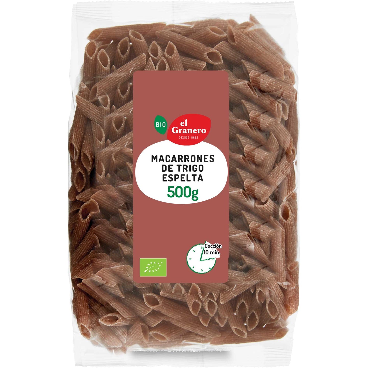 El Granero Integral - Macarrones de Trigo Espelta Integral BIO - 500 g - Alto Contenido en Nutrientes - Propiedades Digestivas - Sensación de Saciedad - Aptos para Veganos
