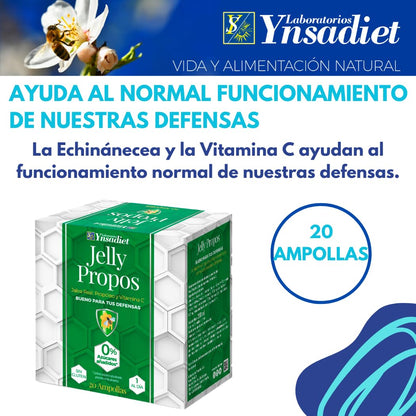 JELLY PROPOS Jalea Real con Propóleo, Echinácea, Saúco, Pelargonio y Vitamina C (20 ampollas)