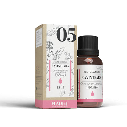 Aceite Esencial de Ravintsara Bio - 15 ml - Ayuda a Mejorar tu Sistema Inmunológico - Otorga Propiedades Antioxidantes y Drenantes - Favorece la Relajación - Eladiet