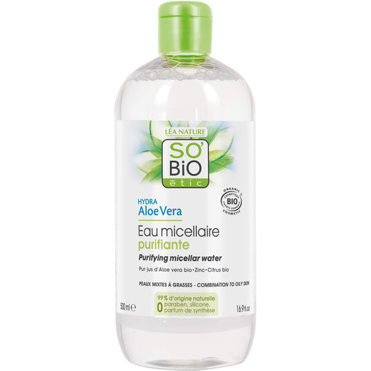 So Bio Etic Agua Micelar Purificante para Pieles Mixtas a Grasas Hydra Aloe Vera Bio 500 ml (1308-009)