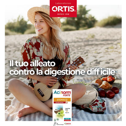 Ortis - Acinorm Forte Gel 12 Sobres - Complemento Alimenticio que Ayuda en Caso de Digestión Difícil y Reflujo Ácido - Acción Rápida - 100% Natural a base de Regaliz y Amla