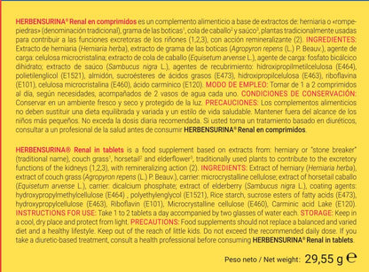 DEITERS - Herbensurina 20 Infusiones, en Polvo, Tratamiento Cálculos Renales, Sobres para Prevención, para Riñones Limpios, a Base de Planta Rompe-piedras, Natural