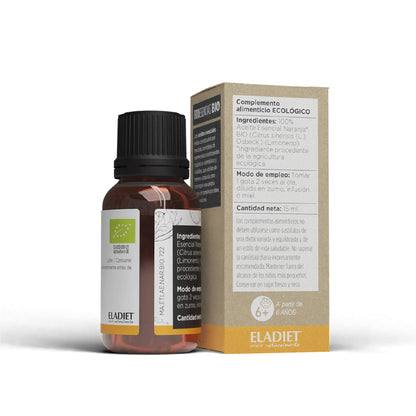 Aceite Esencial de Naranja Bio - 15 ml - Propiedades Antioxidantes - Efecto Gastroprotector - Contribuye a Mejorar las Digestiones - Ideal para Masajes - Ayuda a Reducir el Estrés - Eladiet