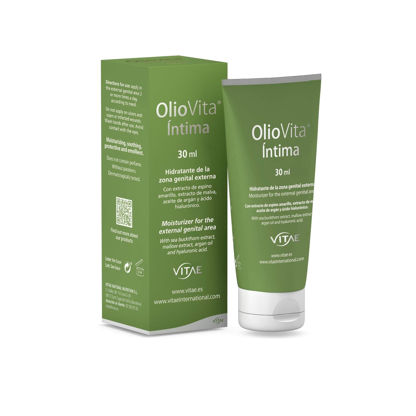 Vitae Oliovita Crema Intima 30ml | Fórmula natural para la zona íntima | Hidratación y regeneración | Sensación de confort | Efecto emoliente y calmante