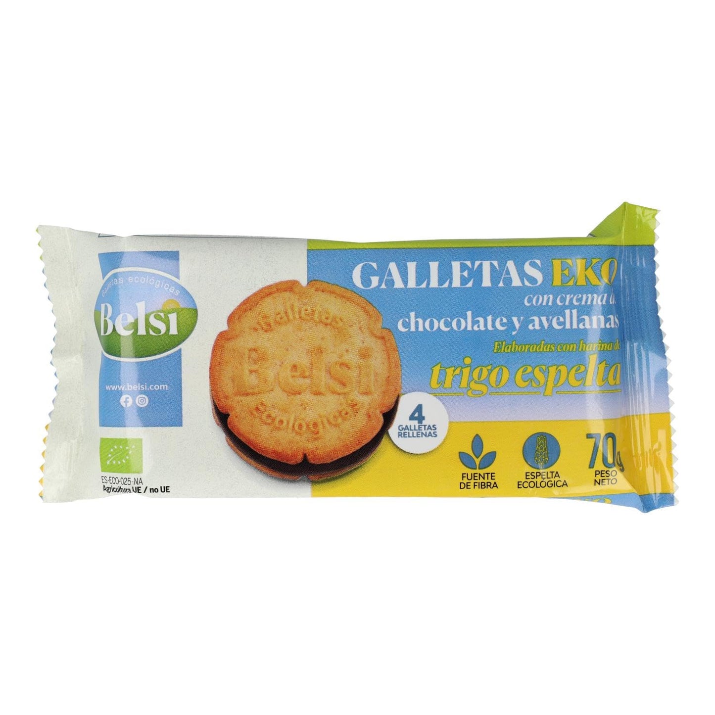 GALLETAS DE ESPELTA RELLENAS DE CHOCOLATE Y AVELLANA BELSI