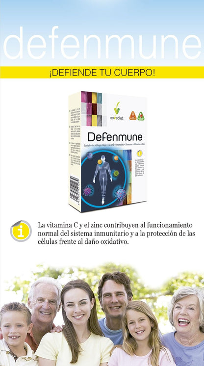Novadiet - DEFENMUNE Cápsulas con Lactoferrina, Hongo Chaga, Té Verde, Quercetina, Fermentos, Vitaminas y Zinc - Refuerzo Inmunológico - Protección Celular y Organismo - 30 Cápsulas Vegetales