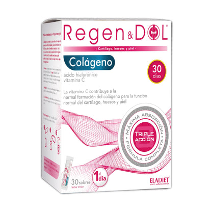 Complemento Alimenticio Colágeno - 30 Sobres - Con Colágeno, Ácido Hialurónico y Vitamina C - Contribuye al Buen Estado de Piel, Huesos y Articulaciones - Efecto Antioxidante - Eladiet