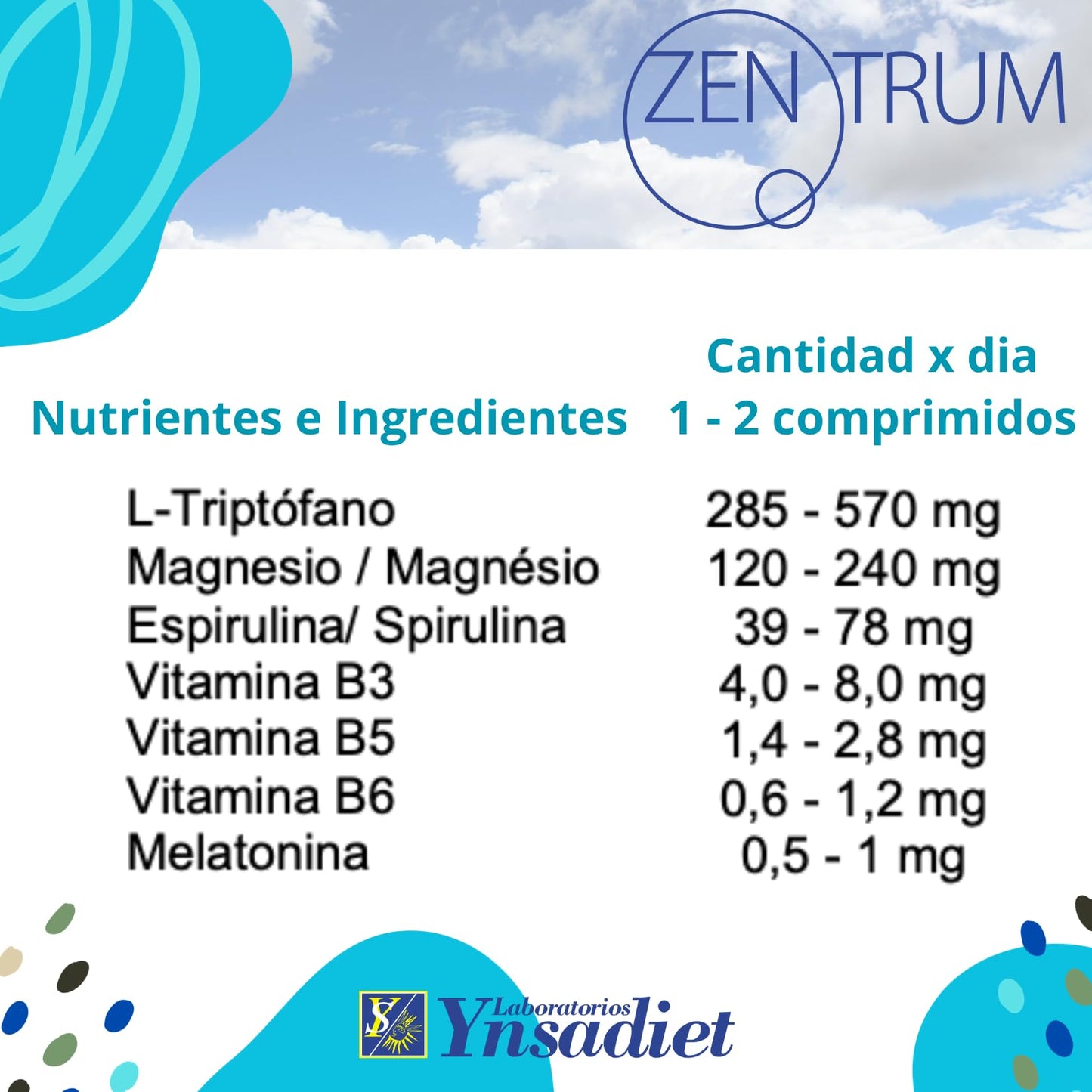 Zentrum Triptòfano + Melatonina, 60 compimidos