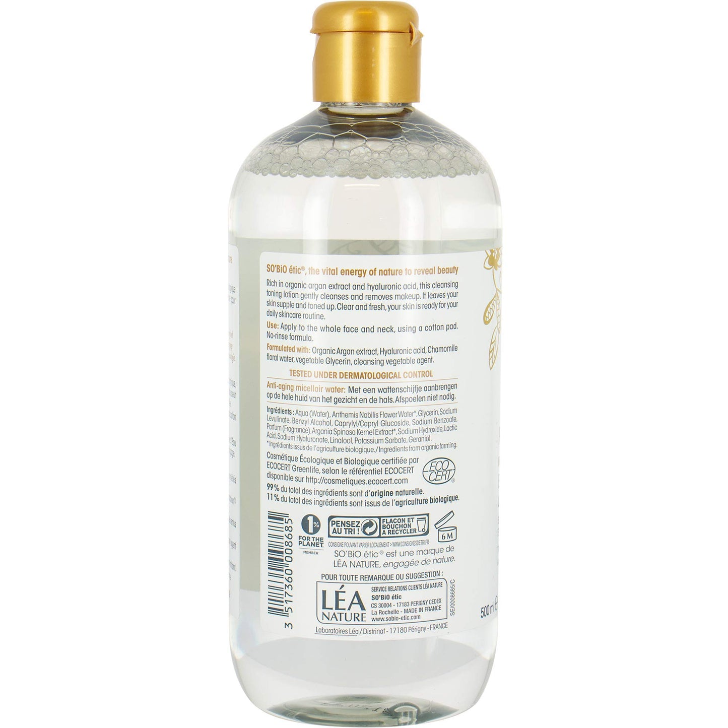 SO'BiO ETIC Precious argán micelar Anti-Edad, 500 ml
