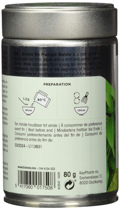 BIOTONA Matcha Extra Premium 80g Eco, Negro, Estandar