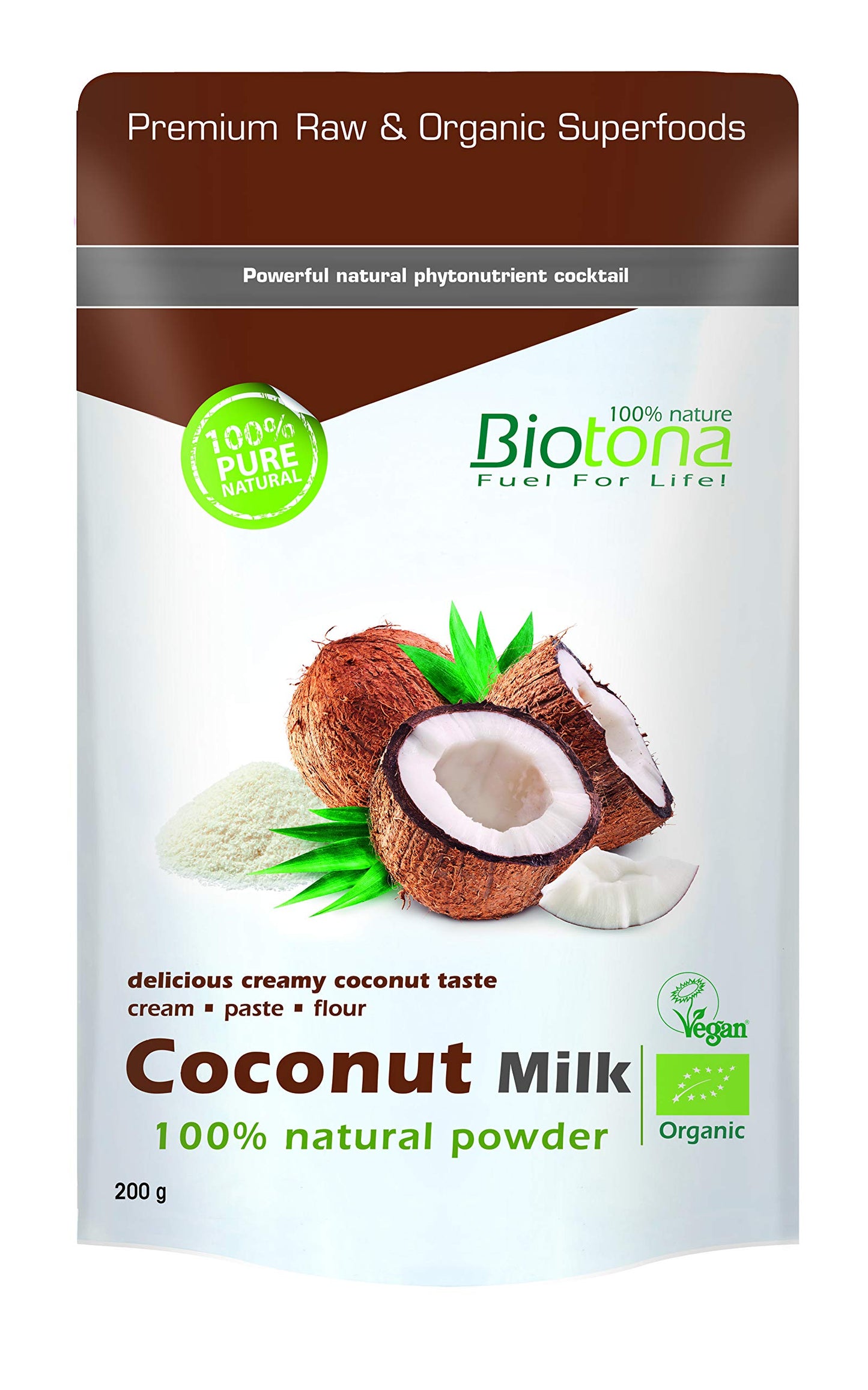 Biotona Leche De Coco Natual, 200 g, Pack de 1